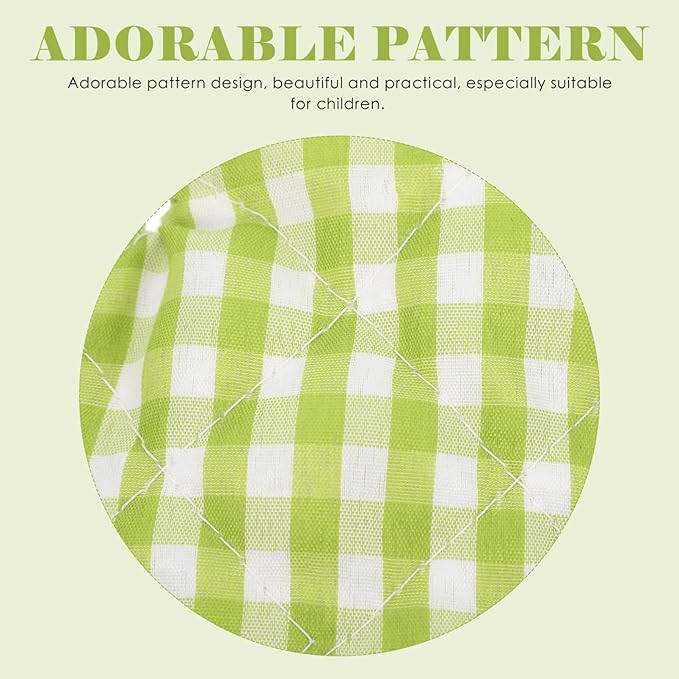 2Pcs Oven Mitts for Play Kitchen, Anti- Scald Gloves Microwave Oven Gloves Kitchen Mitts for Safe Baking Cooking ( Green Checkered )