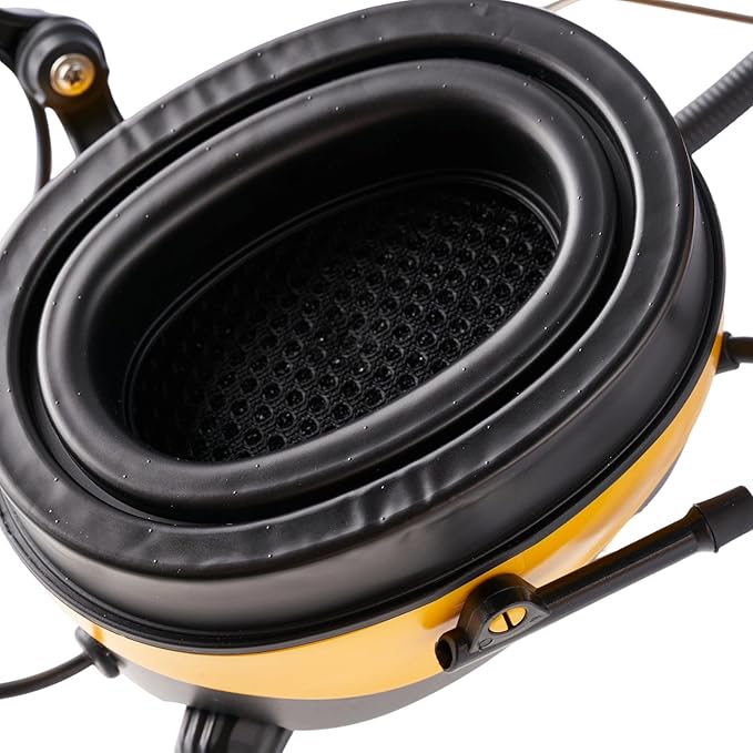 Bluetooth Radio Headphone with Gel Ear Pads,Ear Hearing Protection Earmuffs with Boom Microphones,Power by Rechargeable Battery,Digital AM/FM Radio Headphones for Mowing Lawn Work Outdoor (Yellow)