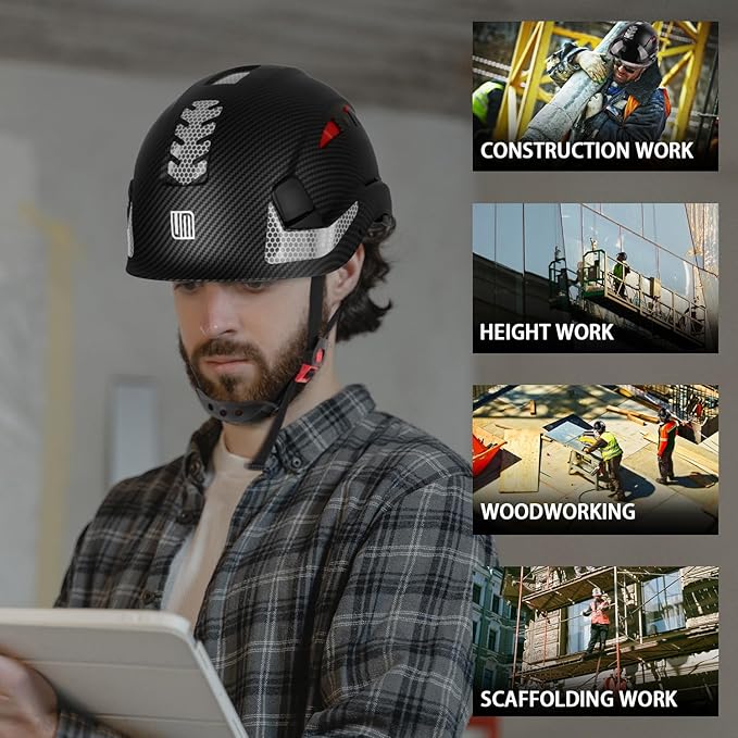 Safety Helmet Hard Hat, ANSI Z89.1 Approved Lightweight Vented Work Helmet, 6-Point Adjustable Ratchet Suspension Hardhat Ideal for Industrial and Construction