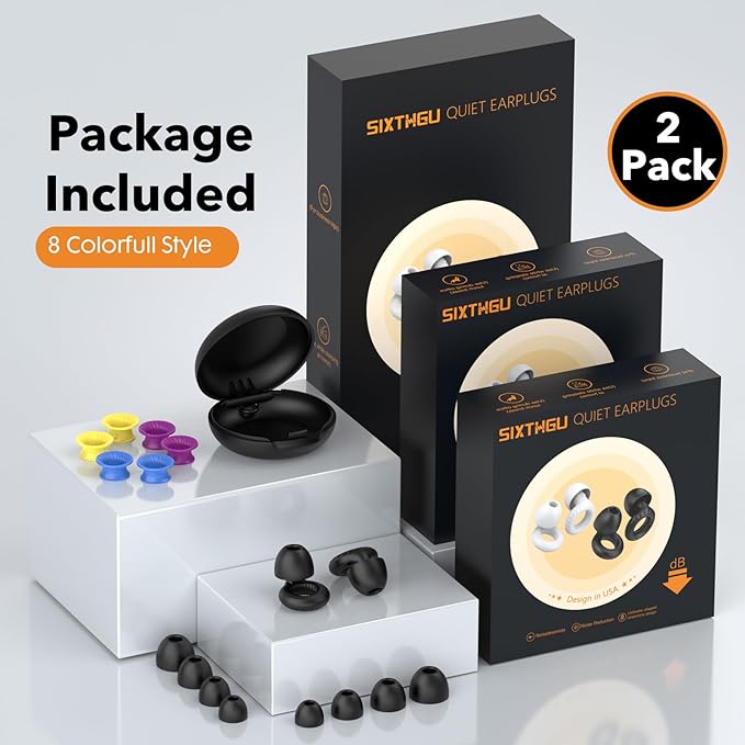 Ear Plugs for Sleeping Noise Cancelling -30dB, 2-Pack Reusable Soft Noise Reduction Ear Plugs for Sleep, Travel,Deep Focus, Hearing Protection,Concert with Carrying Case(White*2)