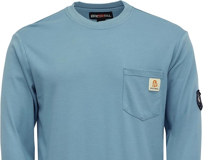 BOCOMAL FR Shirts Lightweight Classic Crew Long Sleeve Fire Resistant Shirt CAT2