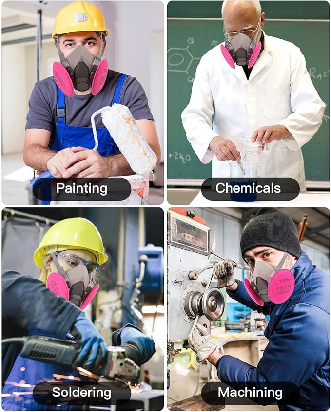 Respirator Mask with Filters - Reusable Gas Mask Against Organic Vapor Chemicals Spray Paint