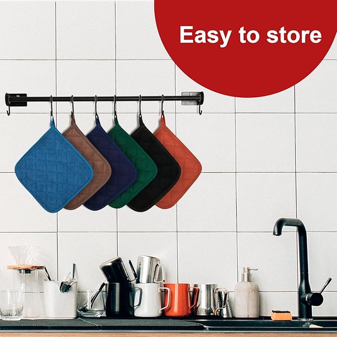 Joyhalo 6 Pack Pot Holders for Kitchen,Cotton Oven Holder with Great Heat Resistance,Non Slip Hot Pads for Kitchen Clearance,Yellow