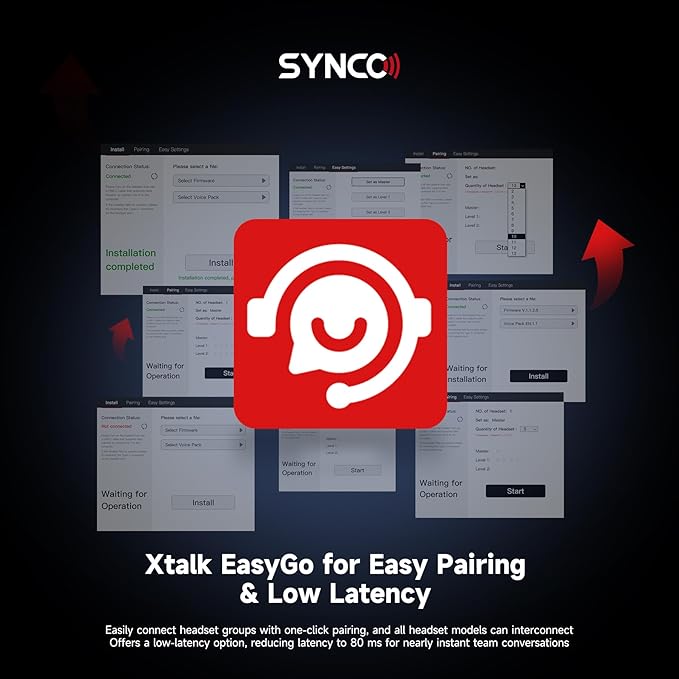 SYNCO XTalk XPro5 2.4GHz Wireless Intercom Headset System with Antenna Enhanced Signal Reception Support 500m/1640ft 5-Person Team Communication Noise Reduction Film Documentary TV Production
