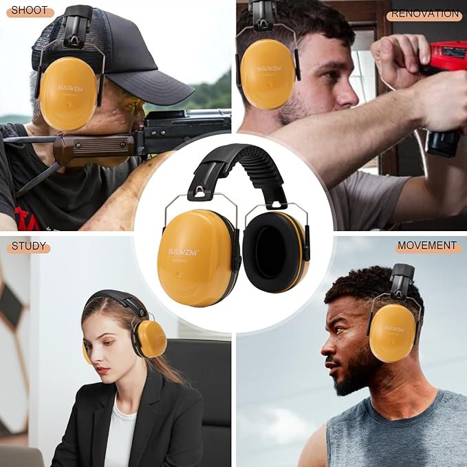 Hearing Protection Ear Muffs,NRR 28db Noise Cancelling for Shooting, Mowing, Construction,Yellow