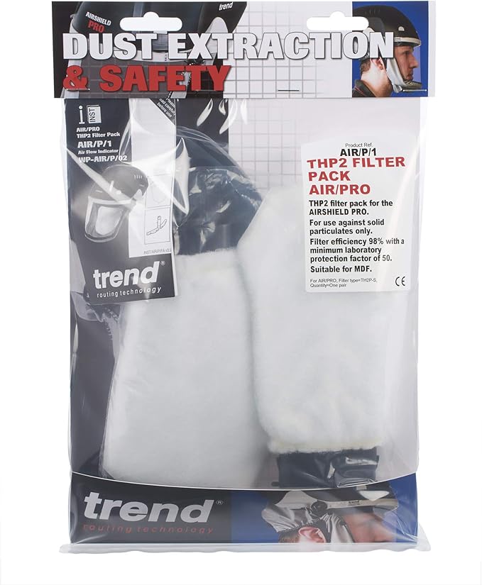 Trend Replacement Air Filters (Pack of 2) for the Trend Airshield Pro (AIR/PRO) Face Shield, Twin Dust Mask Filtration Filters, AIR/P/1