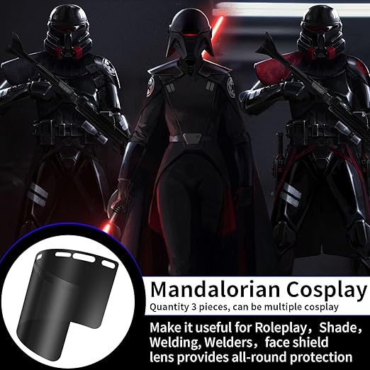 3 Pack Face Shield Replacement Lens, 15.5'' x 8'' Welding Shield Compatible with Hobart 770580, Face Shield for Grinding and Cutting, Tinted Full Face Shield, Star Wars Helmet Face Shield for Cosplay