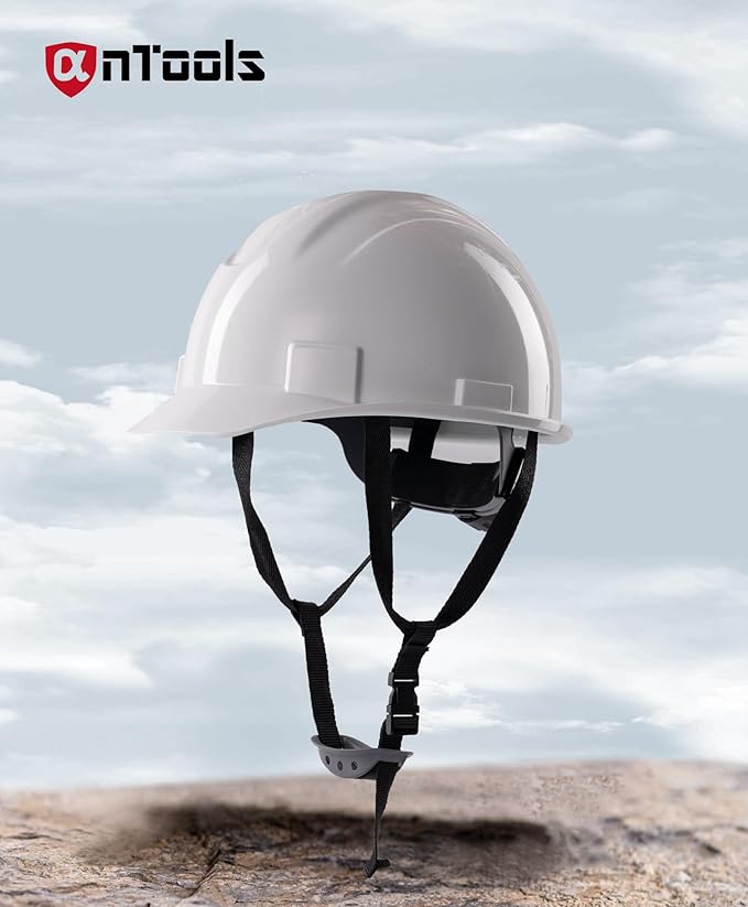 White Cap Style Hard Hat, OSHA Construction Work Approved, 4-Point Adjustable Suspension, ANSI Z89.1