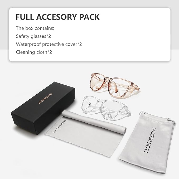 Safety Glasses Anti-Fog Goggles Z87.1 Blue Light Blocking Anti-Dust UV Protection Glasses For Men Women (Square White+coffee1)