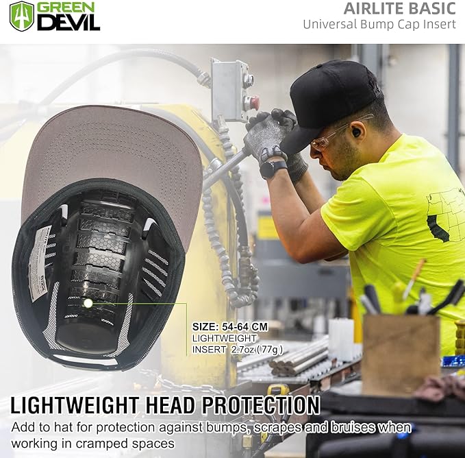 GREEN DEVIL Universal Bump Cap Insert for Baseball Caps Vented Lightweight Safety Bump Hat Insert for Men Women 3 Pack