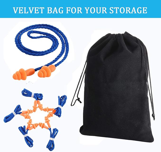 Corded Ear Plugs Silicone Noise Reducing Soft Hearing Protection Earplugs Reusable Rubber for Sleeping Swimming Snoring Sports (150)