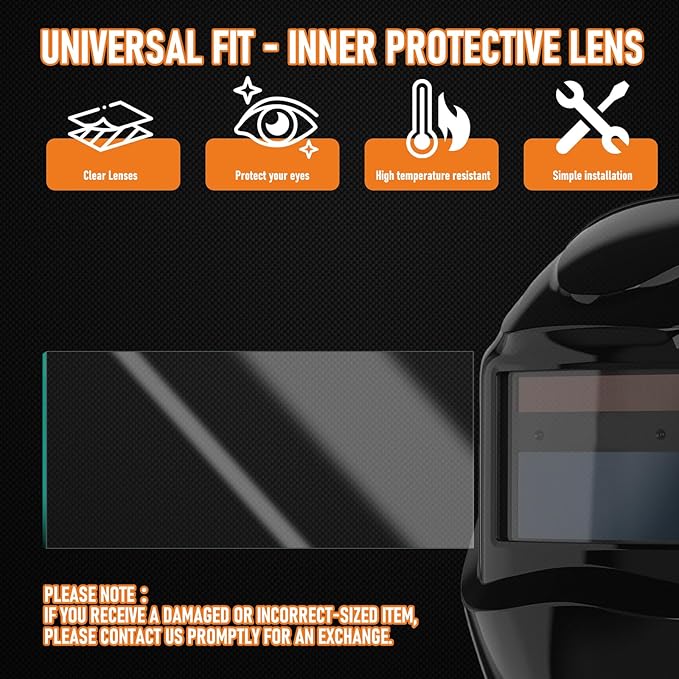 10Pcs - 3.64" X 1.67" - Universal Welding Helmet Clear Lens - Replacement Welding Helmet Lens