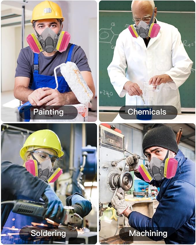 Respirator Mask with Filters - Reusable Gas Mask Against Organic Vapor Chemicals Spray Paint