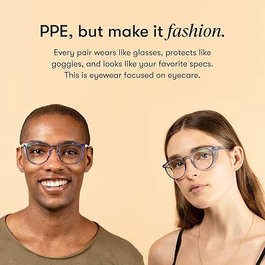 Stoggles Square Z87.1 Certified Polycarbonate Safety Glasses, Scratch & Shatter-Proof, Blue-Light & UV Blocking Lens, Top & Side Shields, Anti-Fog Dip Coated, Durable, Protective & Stylish Eyewear