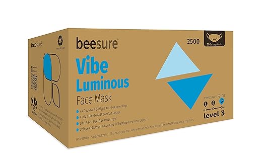 BeeSure Vibe Face Masks, Luminous Blue (Pack of 400)