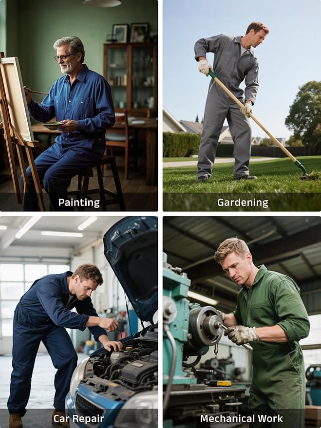 WORK IDEA Men's Coveralls Long Sleeve Cotton Twill Workwear Coverall Relaxed Fit