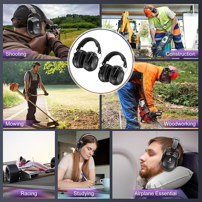 3 Pack Ear Protection For Shooting, SNR 34dB Hearing Protection Noise Cancelling Earmuffs, Shooting Ear Protection Ear Muffs for Noise Reduction, Hearing Protection Ear Muffs for Gun Range/Shooters