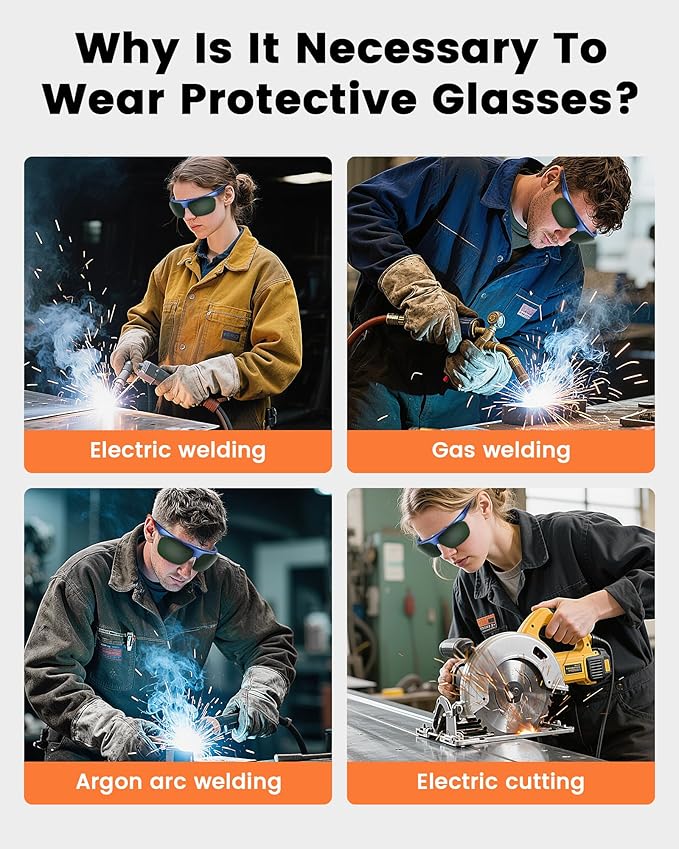 Welding Glasses, Safety Welding Goggles Coating Polycarbonate Lens Anti-Fog Anti-Scratch UV-Protective