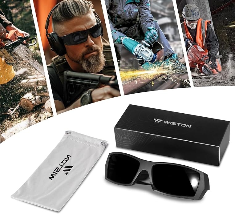 WISTON Z87 Sunglasses Wrap Around Sunglasses for Men Rectangular Safety Glasses UV400 for Sport Working 8231