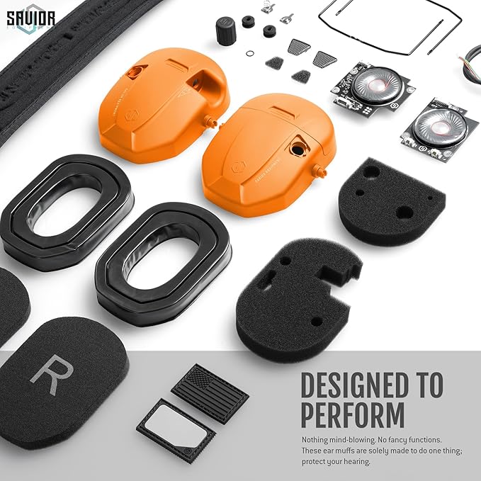 Savior Equipment Apollo Electronic Earmuffs For Shooting w/Gel Ear Pads, 24dB NRR, Noise Cancelling Ear Protection Headset