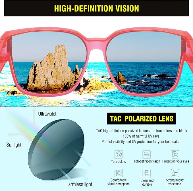 DUCO Fit Over Sunglasses for Men Women Wear Over Glasses Retro Wrap Around Polarized Sun Glasses UV400 Protection DC8981