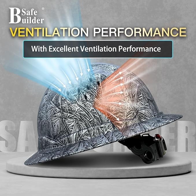 SBD-G1C Construction Full Brim Safety Helmet HDPE Hard Hat Vented Hardhats Sunshade Carbon Fiber Pattern Industrial Work Certified ANSI/ISEA Z89.1