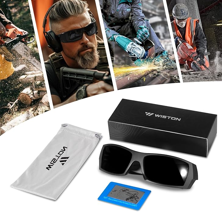 WISTON Z87 Sunglasses Wrap Around Sunglasses for Men Rectangular Safety Glasses UV400 for Sport Working 8231