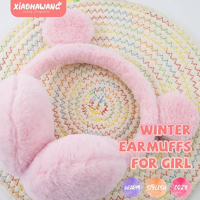 XIAOHAWANG Winter Earmuffs for Kids Girl Warm Ear Muffs Baby Boy Plush Padded Ear Warmer
