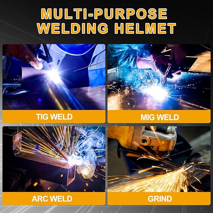 Welding Hood Auto Darkening Welding Helmet with Light True Color 1/1/1/2 Top Optical Clarity Wide Shade 9-13 Welding Mask with Grinding Weld Helmet (KTS-HD104)