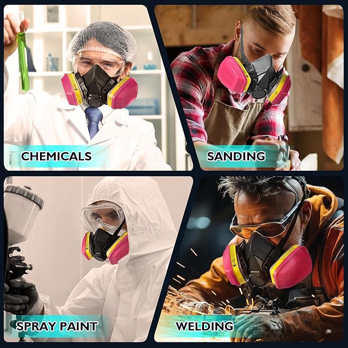 Gas Respirator Mask With 6001 Filters, Gas Masks Survival Nuclear and Chemical for Painting, Dust, Organic Vapors