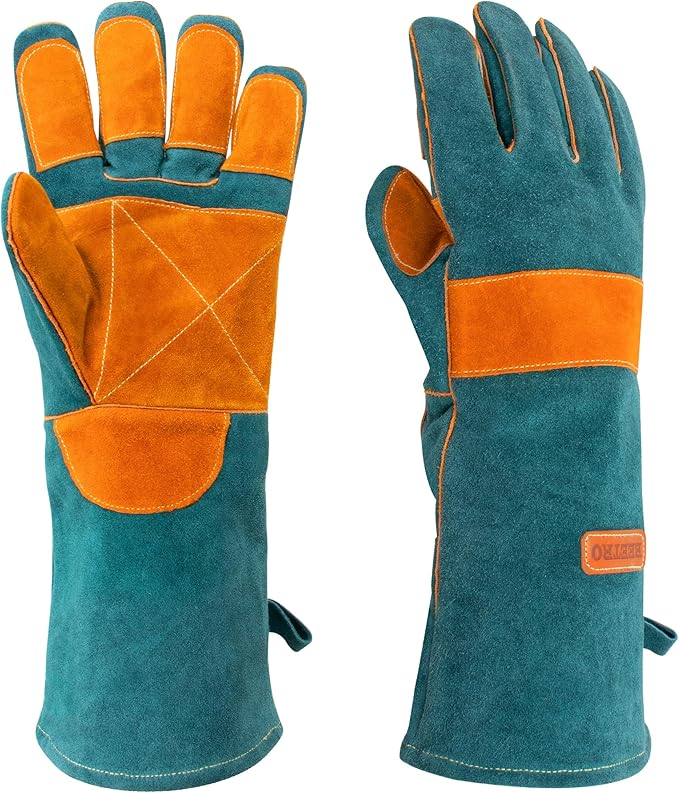 BEETRO 932℉ Heat Resistant Forge/Mig/Stick Welding Gloves for Oven/Grill/Fireplace/Furnace/Stove/Pot Holder/Wood Burner