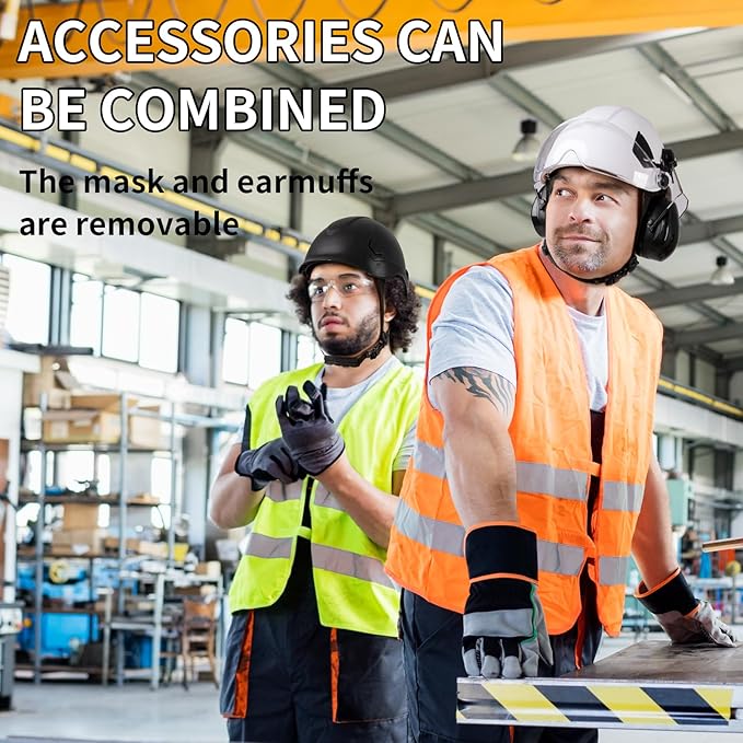 SRSAFETY Full Brim Hard Hat Carbon Fiber Design 6 Point Adjustable Ratchet Suspension OSHA Approved ABS Work Helmet for Men&Women ANSI Z89.1 Type I Class C