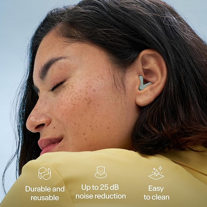 Alpine Silence Earplugs for Sleep, Focus & Travel - V-Shape Snug Fit & Soft Oval Tips – 4 Sizes XS/S/M/L - Comfortable, Reusable Hearing Protection - 22dB – Green