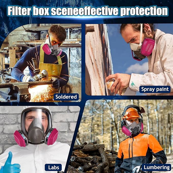 Respirator Cartridge/Filter 60921, Particulate Filters for Half and Full Face Respirator 6000 7000 FF-400 Series, Effective Filtering Organic Vapors, Particulates, Chemicals and Dust (6 Pair)
