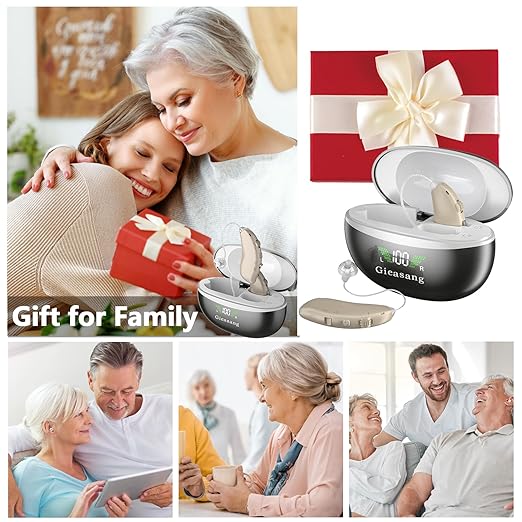Hearing Aids, Latest 16-Channel Digital Hearing Aids for Seniors with Noise Cancelling and Volume Control, Rechargeable Hearing Aids for Hearing Loss with Charging Case1