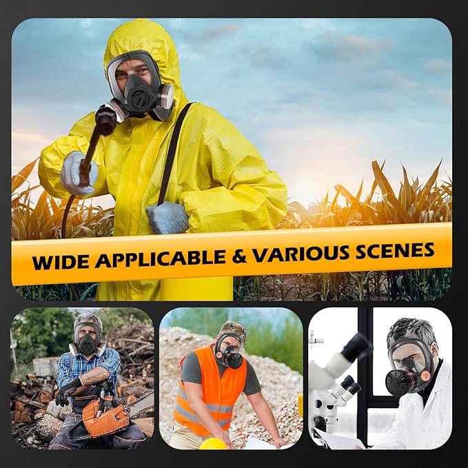HANUU Gas Masks Survival Nuclear and Chemical, Gas Mask with 40mm Activated Carbon Filter and P-A-1 Filters, Tactical Full Face Respirator Mask for Gases Vapor Chemicals Spray Paint Resin Dust