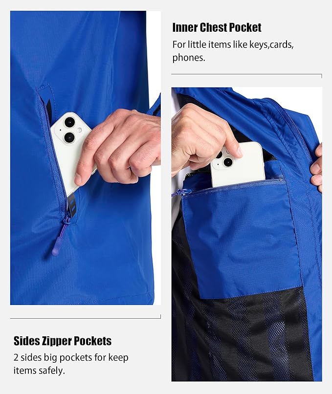 SWISSWELL Mens Women Rain Suit Rain Jacket and Pants Waterproof Lightweight Windbreaker with Detachable Hood for Golf Fishing