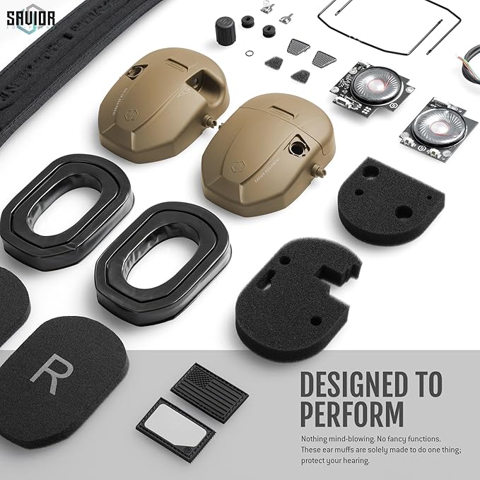Savior Equipment Apollo Electronic Earmuffs For Shooting w/Gel Ear Pads, 24dB NRR, Noise Cancelling Ear Protection Headset