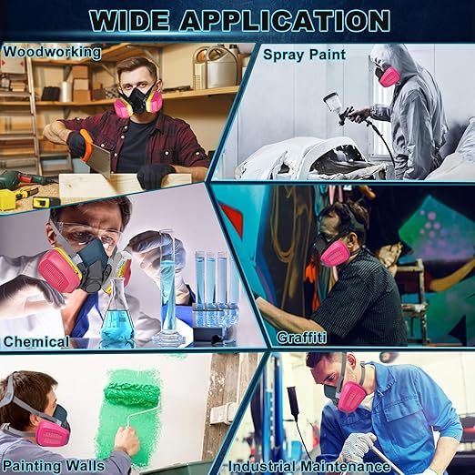 10 Pair Respirator Cartridge, 60923 Filter Cartridges, Against Organic Vapors, Formaldehyde, Acid Gases, Chemical, Respirator Filters for 6200, 6502, 6800, 7502, 4008 Series