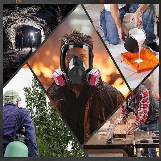 Full Face Respirator 2 Pack: 6800 Reusable Respirator Mask with Filters 60921 & 2097 - Gas Mask Anti Fog Against Organic Vapor Fumes Gases for Spray Paint Chemicals Epoxy Resin Welding