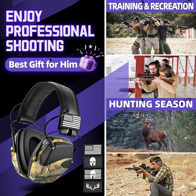 ZOHAN Electronic Shooting Earmuffs, Hearing Protection Shooters, NRR 23dB Noise Reduction Gun Range Ear Protection Headphones