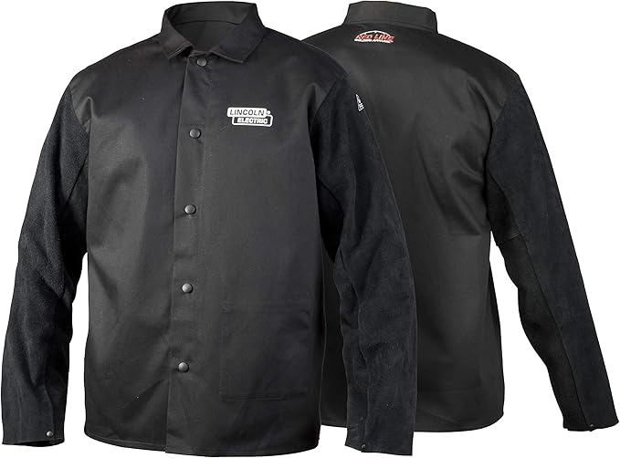 Lincoln Electric unisex adult Traditional Split Leather Sleeved Welding Jacket, black, XX-Large US