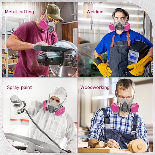 Active Carbon Gases Chemical Respirator - for Vapor,Paint,Dust,Formaldehyde,Sanding,Polishing,Spraying,Machine Polish (Pink)