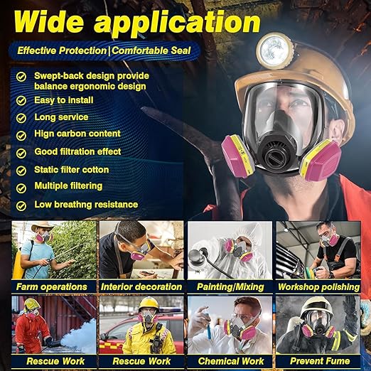 Respirator Filter(6 Pairs) - 60923 Respirator Cartridge for Respirator, Respirator Filters Compatible with 6000, 7000, FF-400 Series Respirator Against Acid Gases, Chemicals, Organic Vapors