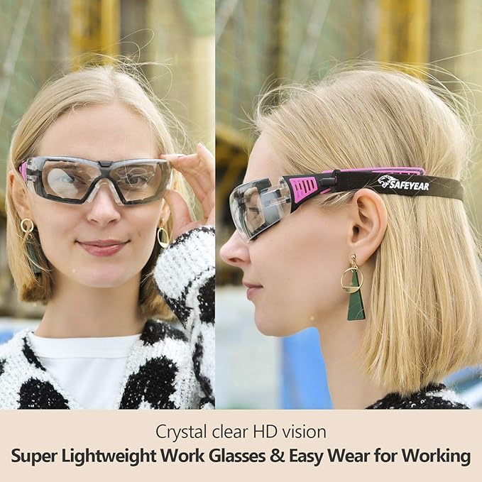 SAFEYEAR Women's Anti Fog Safety Goggles Glasses with HD Anti Scratch Resistant Lenses Work Goggles for Nurse Eye Protection