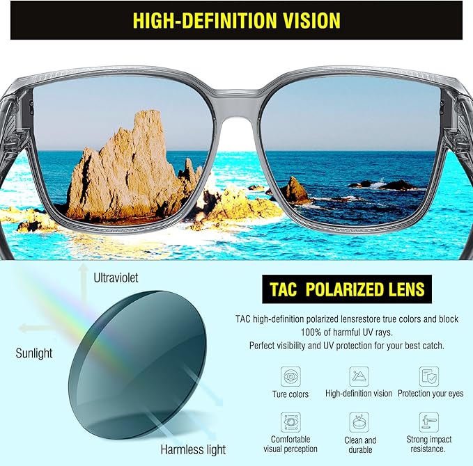 DUCO Fit Over Sunglasses for Men Women Wear Over Glasses Retro Wrap Around Polarized Sun Glasses UV400 Protection DC8981