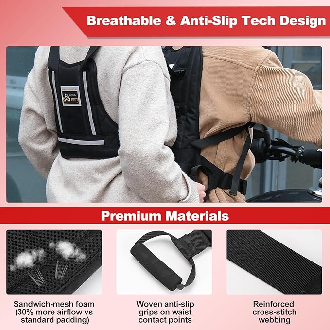 Upgraded Motorcycle Safety Harness for Kids & Adults - Adjustable Design