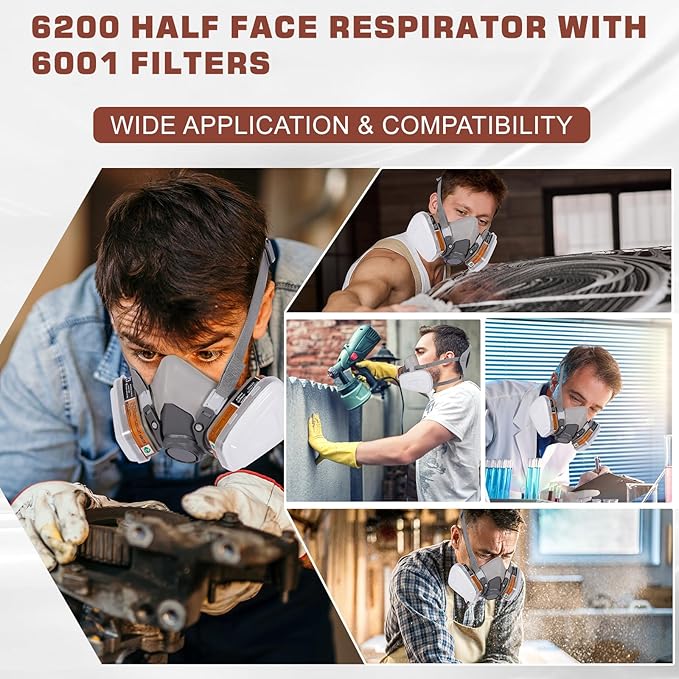 Full Face Respirator Mask, Gas Masks Survival Nuclear and Chemical, Gas Respirator with Activated Carbon Filters