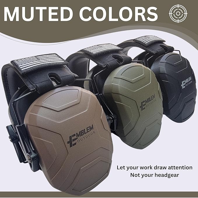Shield XT Shooting Ear Protection for Gun Range | NRR 24dB | Construction Hearing Protection for Adults and Kids | Slim Noise Reducing Ear Muffs for Sport and Safety (OD Green) by Emblem OD