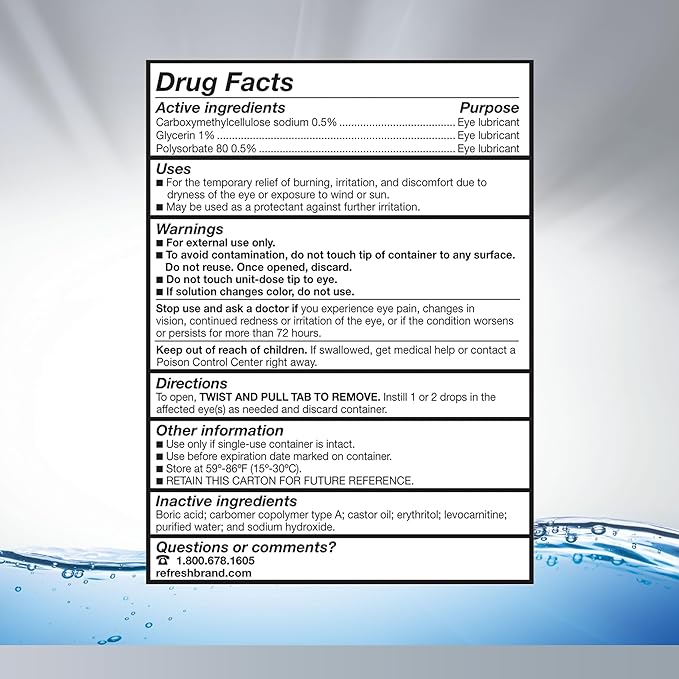 Refresh Optive Advanced Lubricant Eye Drops, Preservative-Free, 0.01 Fl Oz Single-Use Containers, 30 Count